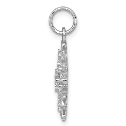 Sterling Silver Rhodium-Plated Cz Snowflake Charm
