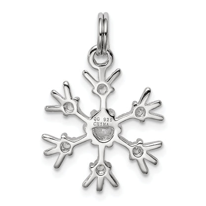 Sterling Silver Rhodium-Plated Cz Snowflake Charm