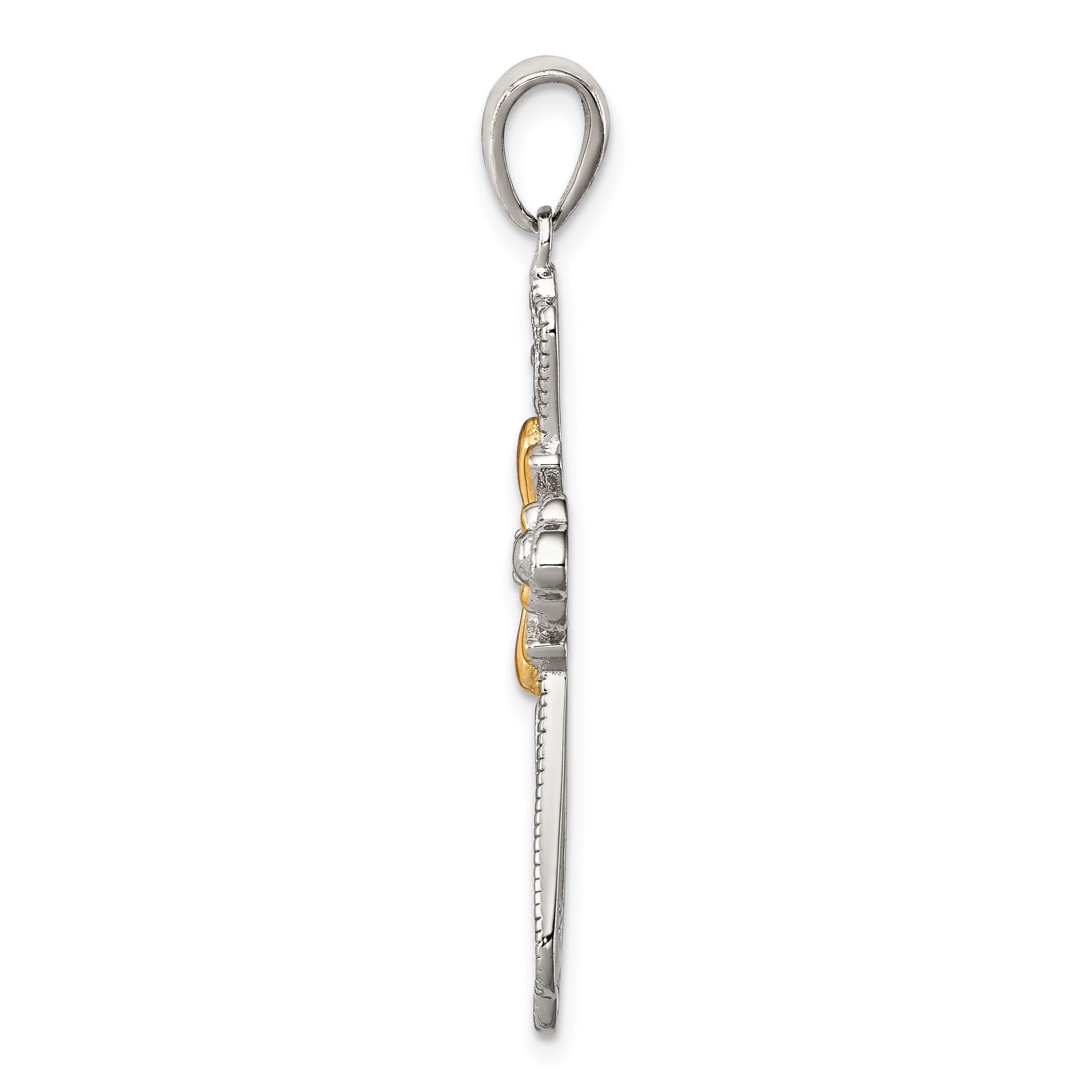 Sterling Silver Vermeil Cz Cross Pendant