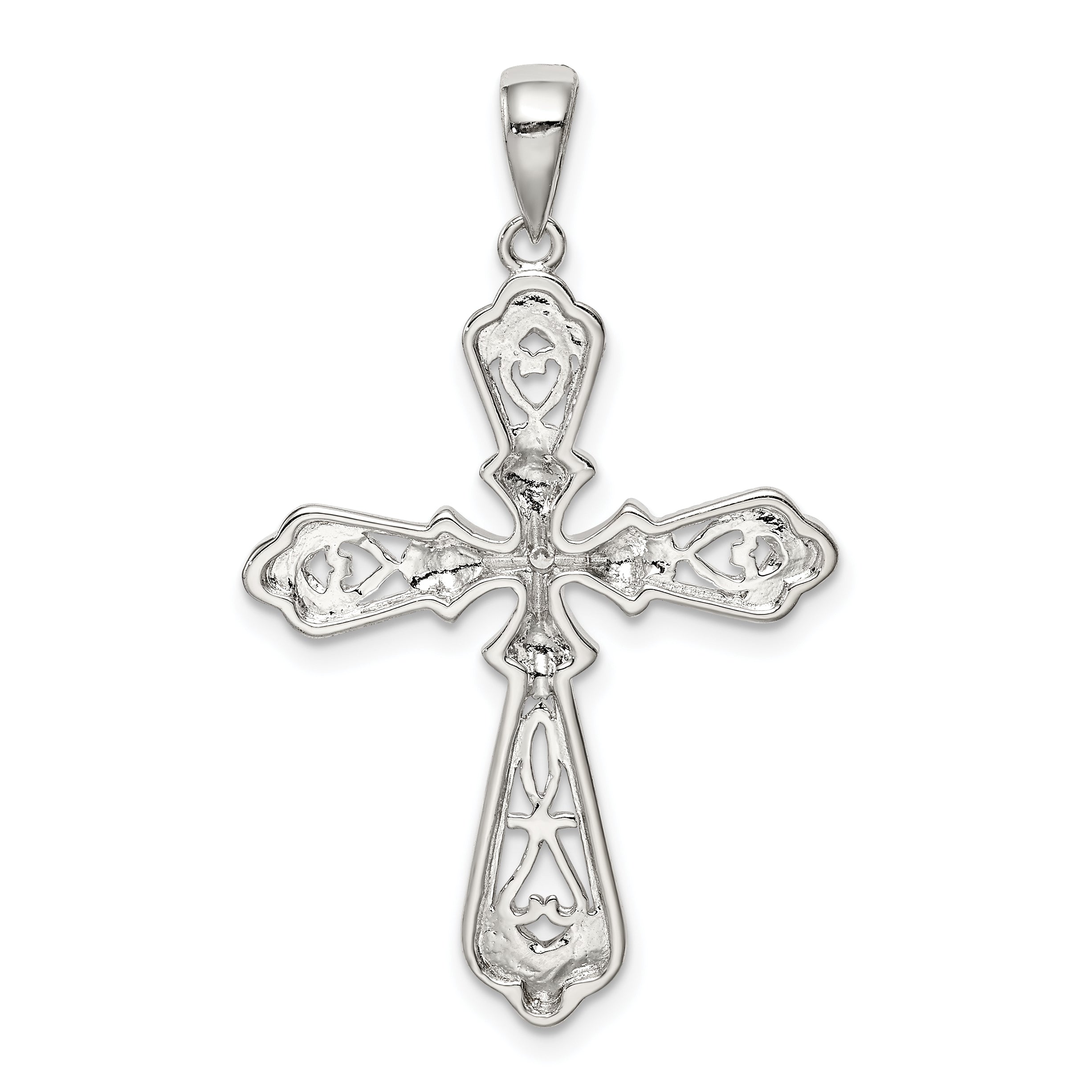 Sterling Silver Vermeil Cz Cross Pendant