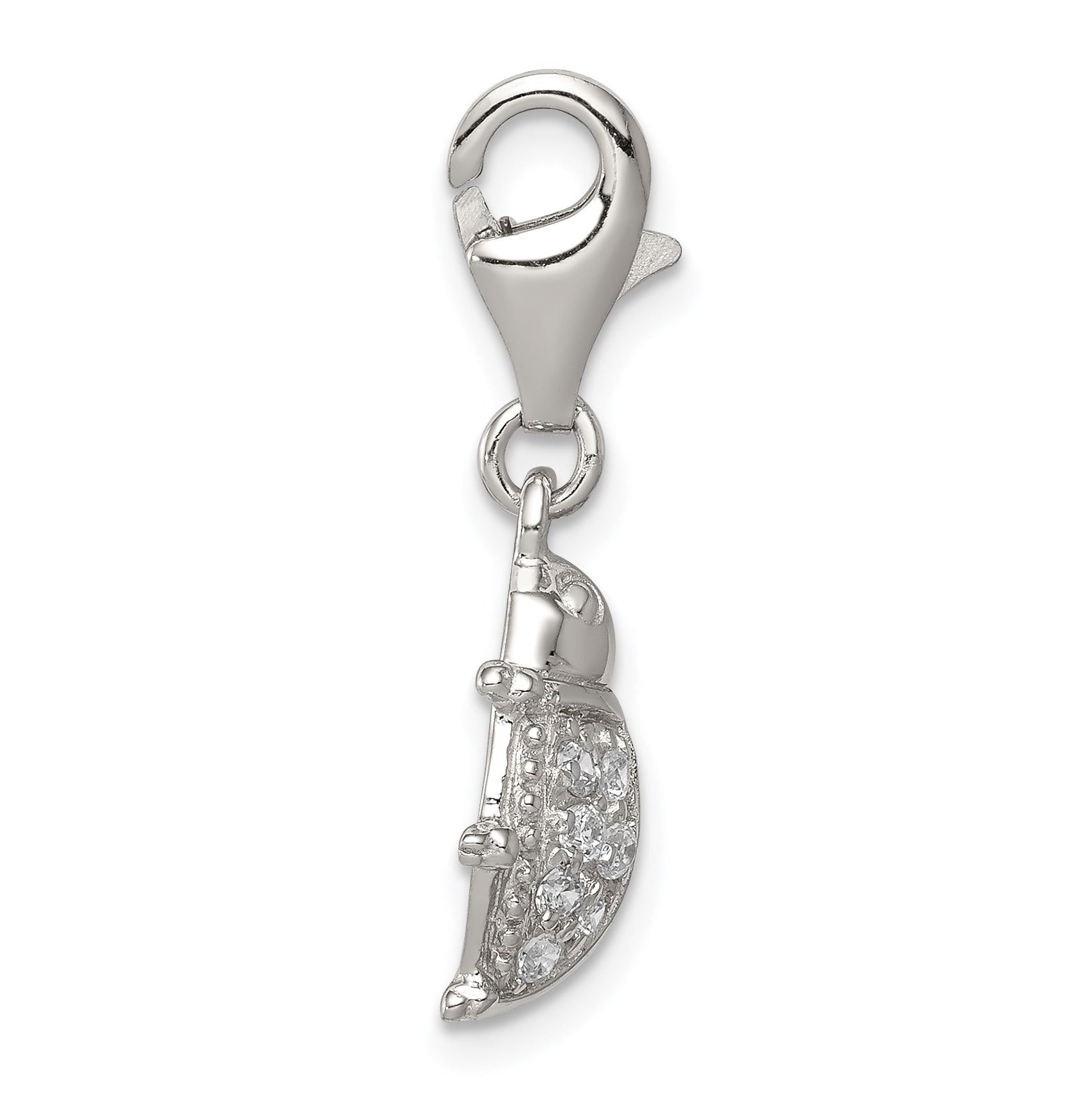 Sterling Silver Rhodium-Plated Cz Lady Bug Charm