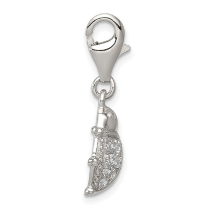 Sterling Silver Rhodium-Plated Cz Lady Bug Charm