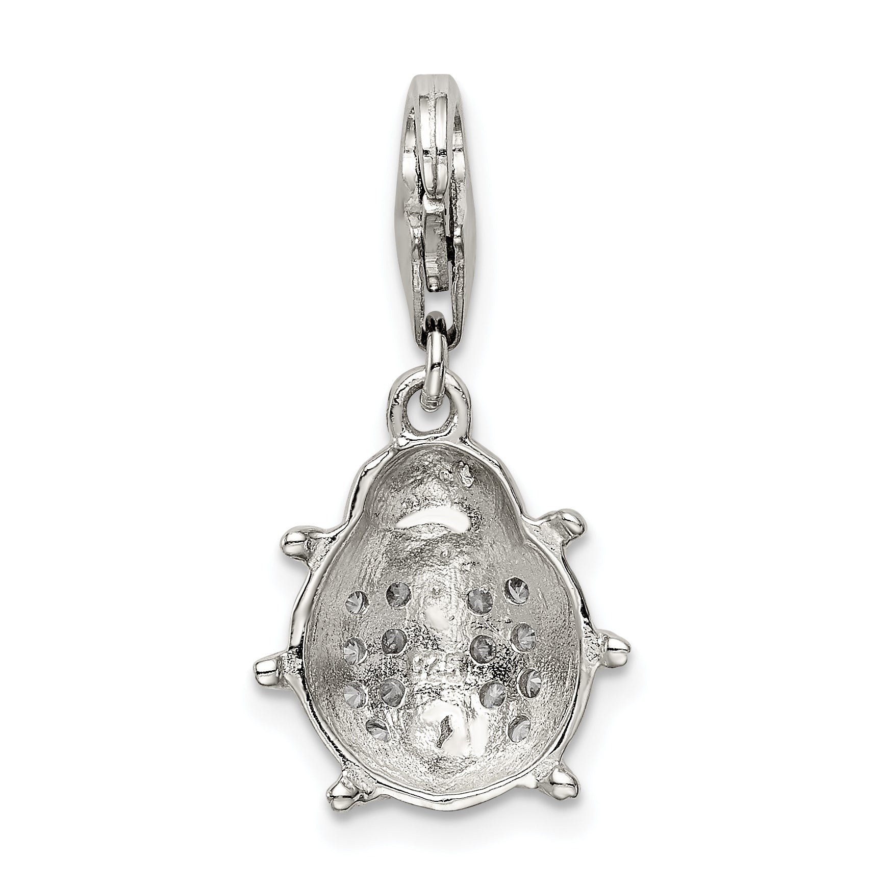 Sterling Silver Rhodium-Plated Cz Lady Bug Charm