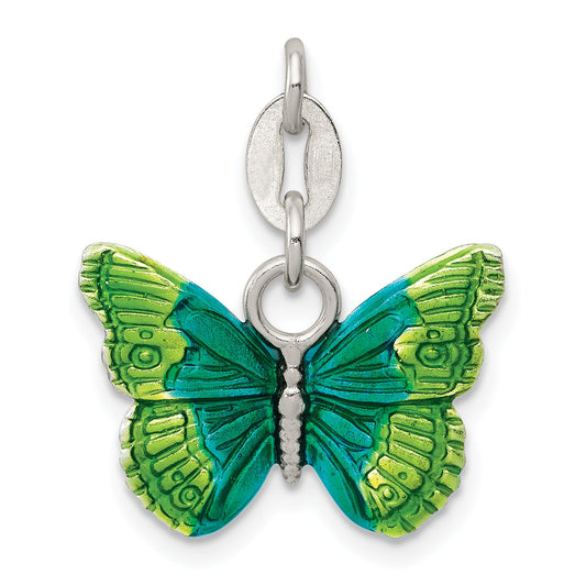 Sterling Silver Enameled Butterfly Charm