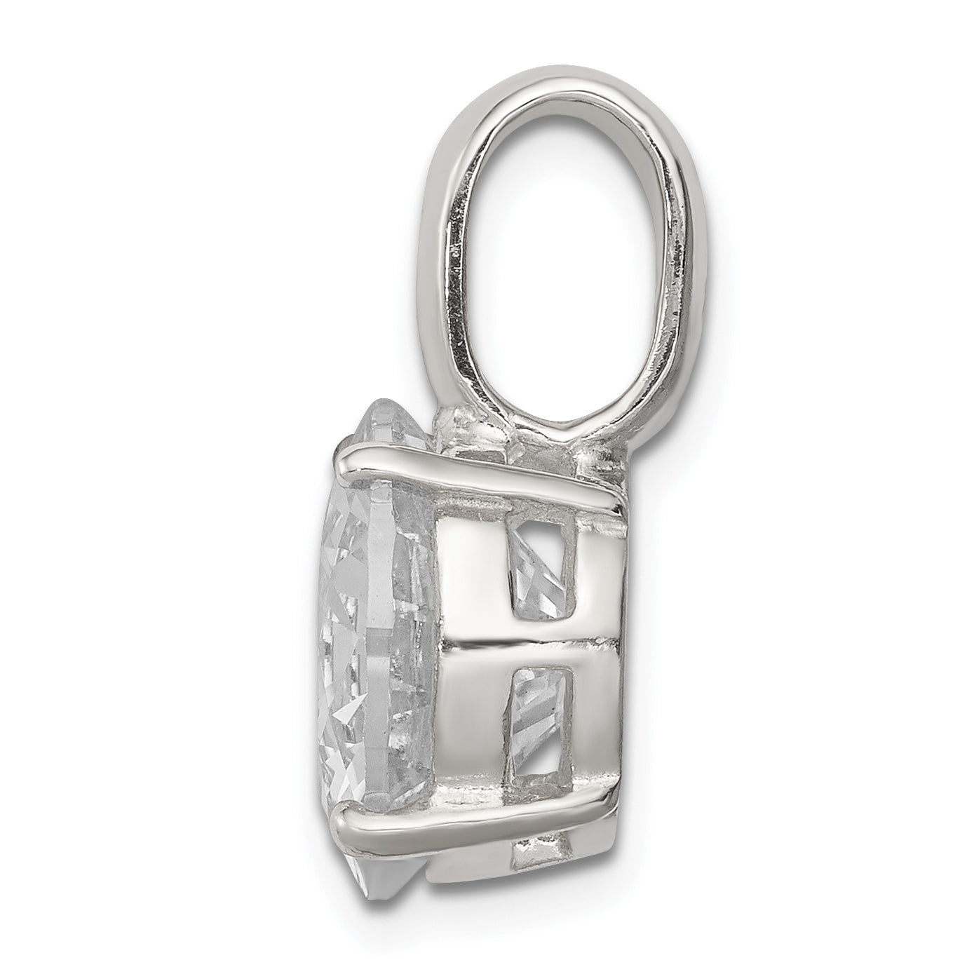 Sterling Silver Round Cz Pendant