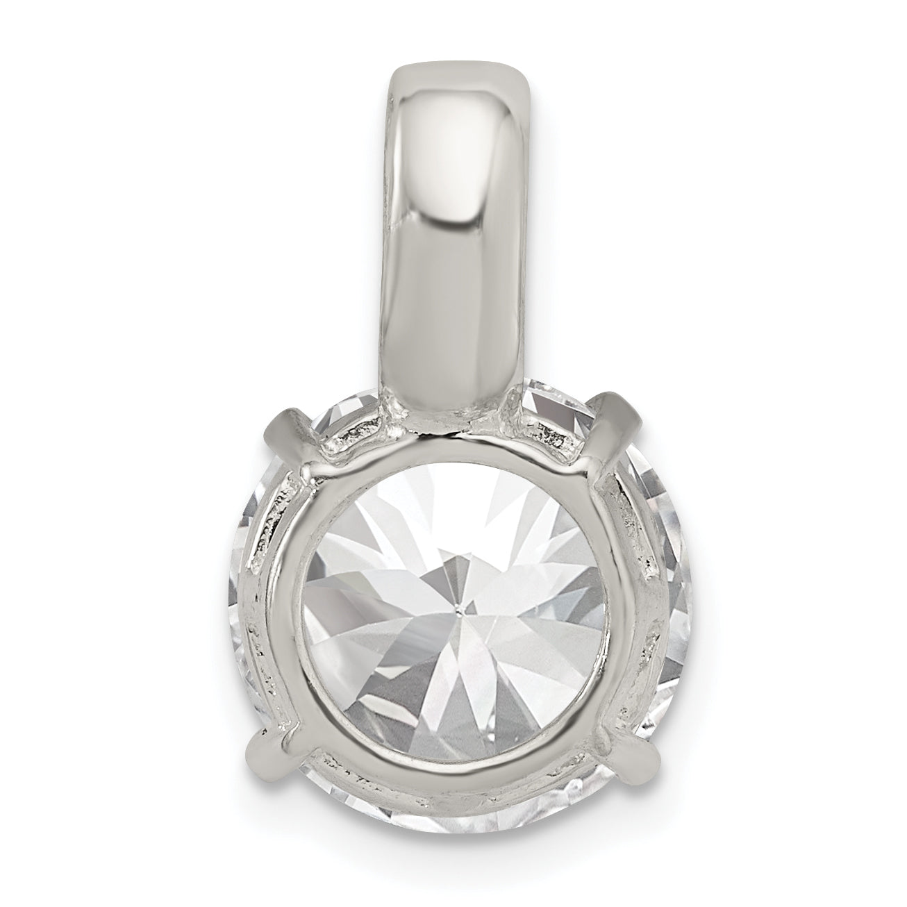 Sterling Silver Round Cz Pendant