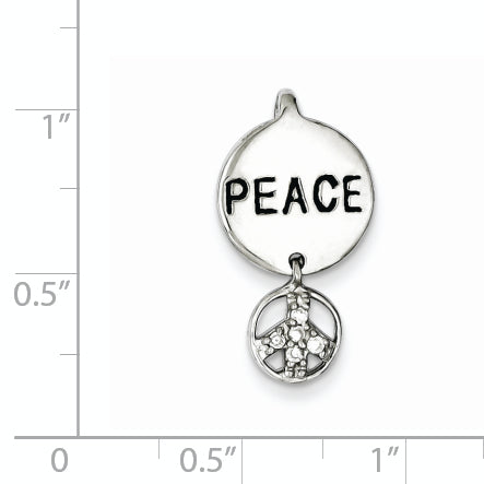 Sterling Silver Peace Sign Cz Pendant