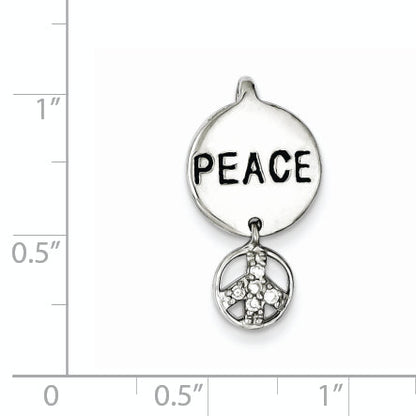 Sterling Silver Peace Sign Cz Pendant