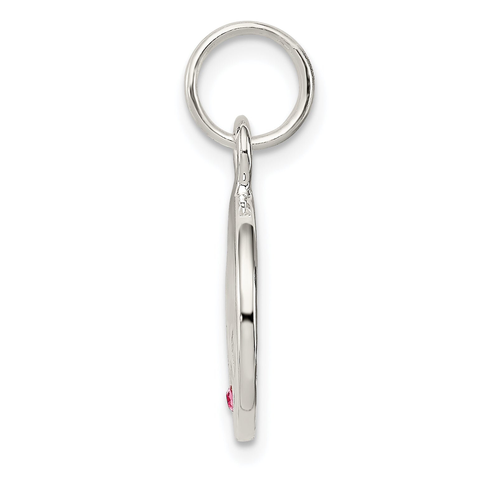 Sterling Silver Hope W/Pink Cz Disc Charm