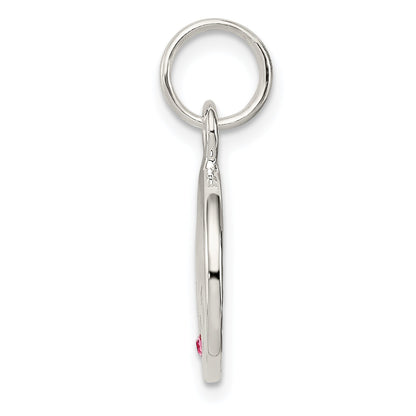 Sterling Silver Hope W/Pink Cz Disc Charm