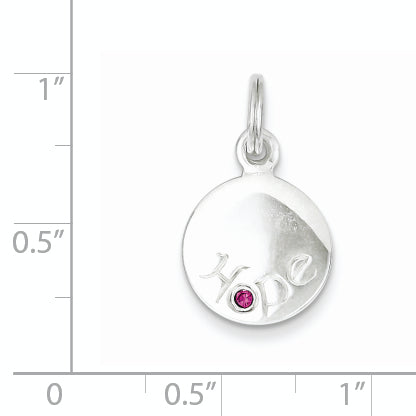 Sterling Silver Hope W/Pink Cz Disc Charm