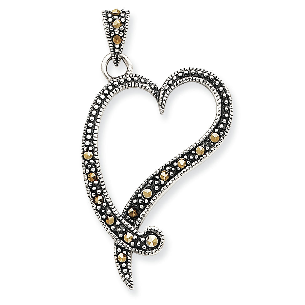Sterling Silver Marcasite Heart Pendant