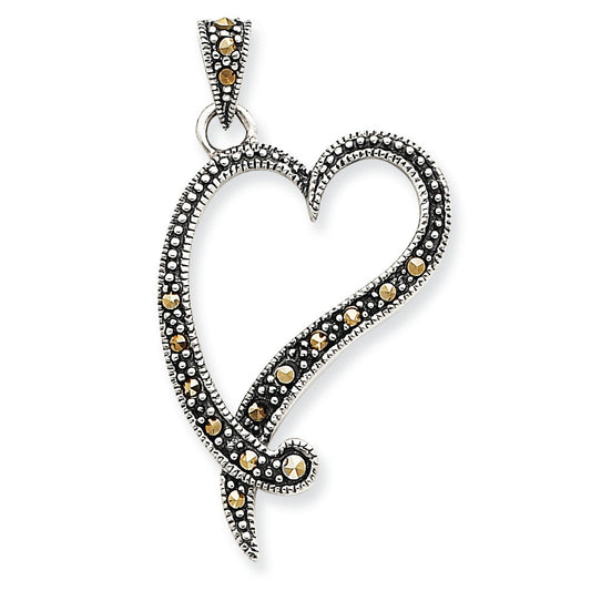 Sterling Silver Marcasite Heart Pendant