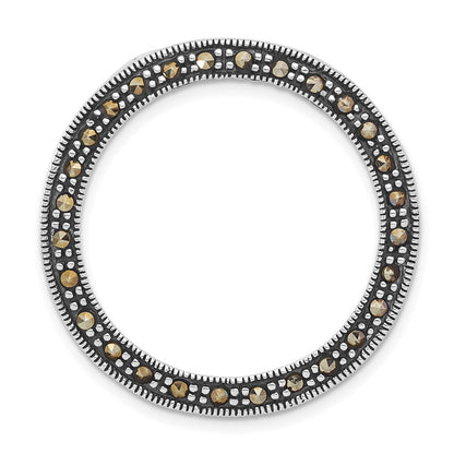 Sterling Silver Antiqued Marcasite Circle Slide
