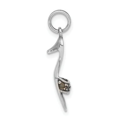Sterling Silver Black Enamel & Marcasite Shoe Charm
