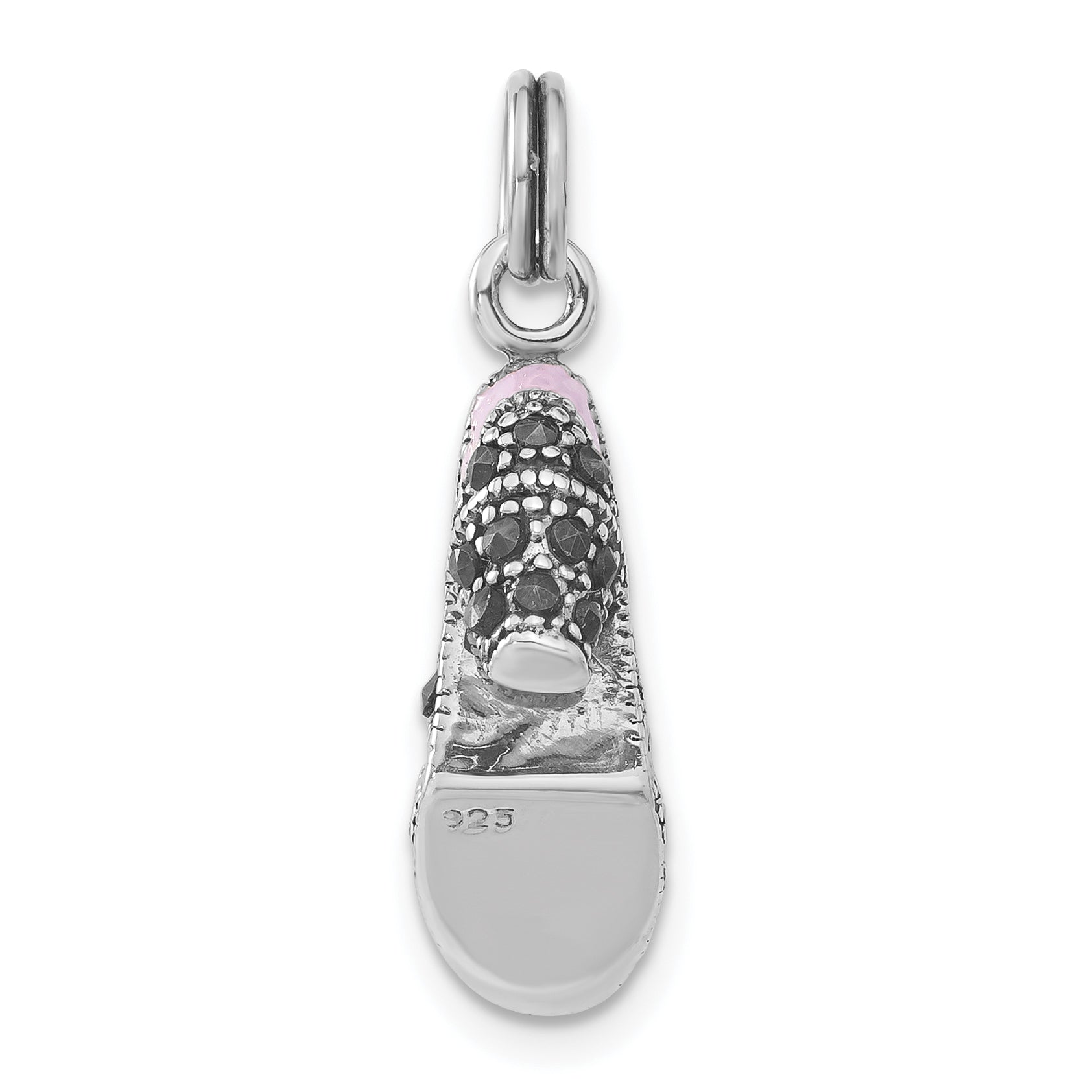 Sterling Silver Lavender Enamel & Marcasite Shoe Charm