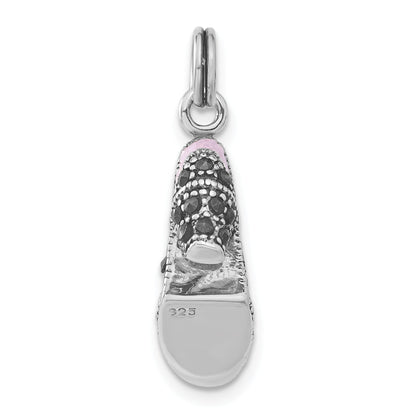 Sterling Silver Lavender Enamel & Marcasite Shoe Charm