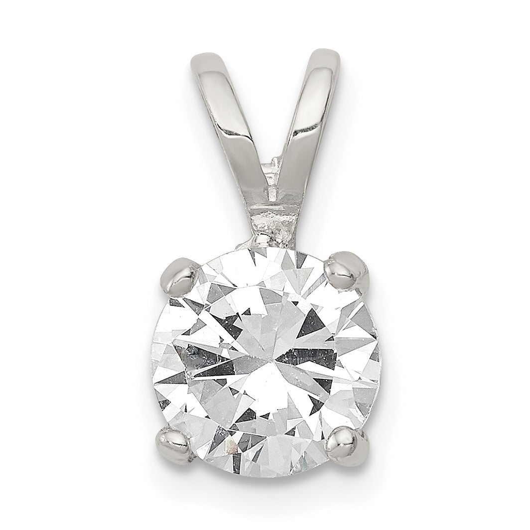 Sterling Silver Round Cz Pendant