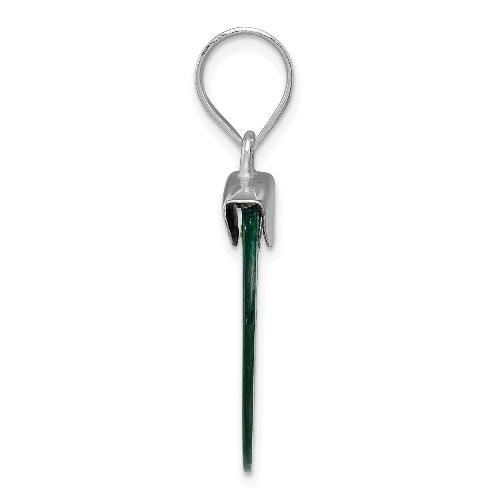 Sterling Silver Rhodium-Plated Round Abalone Pendant