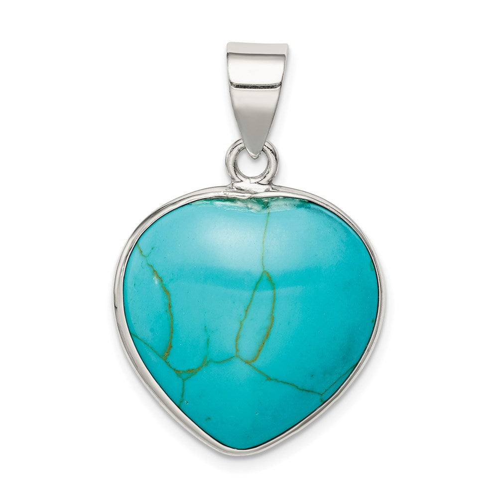 Sterling Silver Heart Synthetic Turquoise Pendant