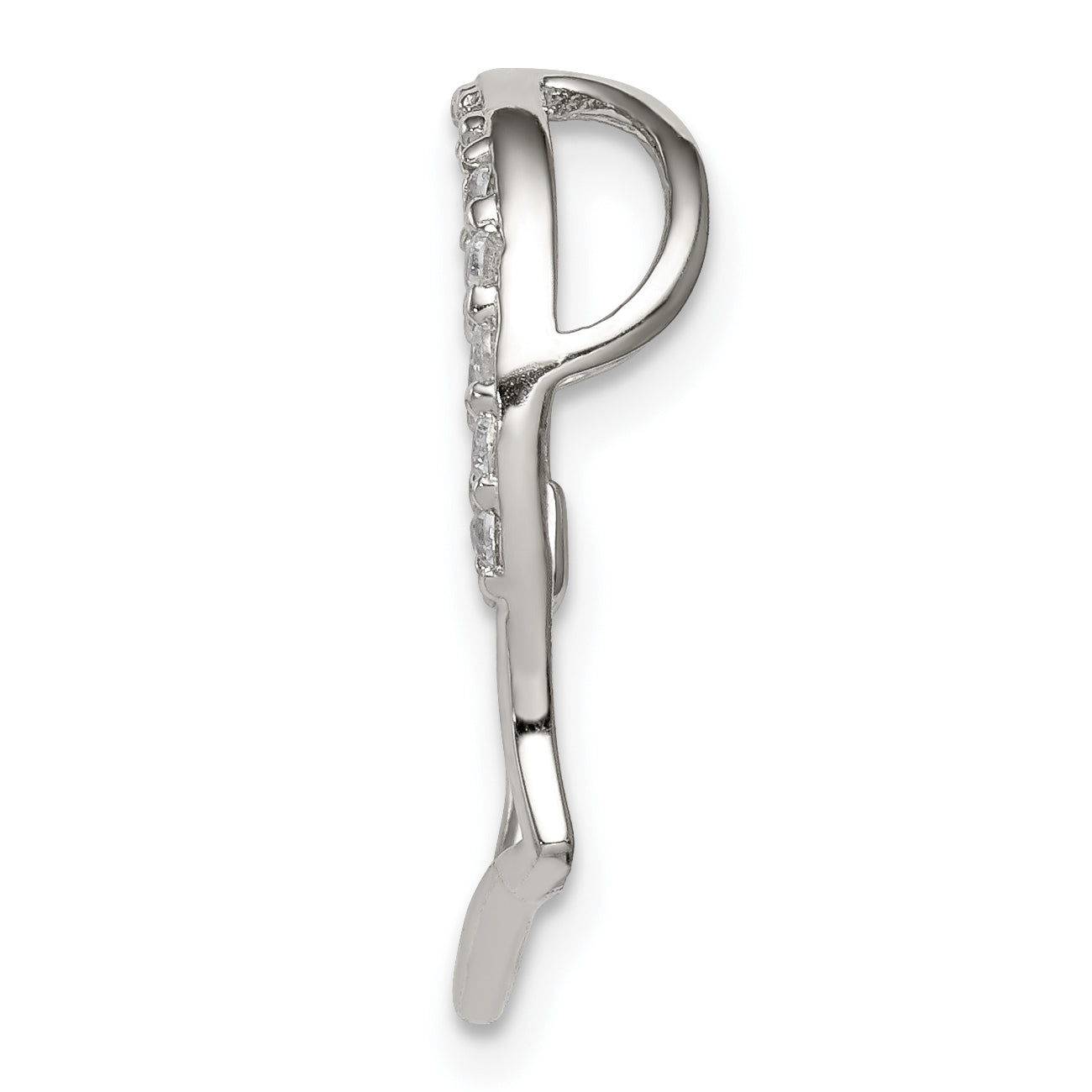 Sterling Silver Rhodium-Plated Cz Heart Pendant