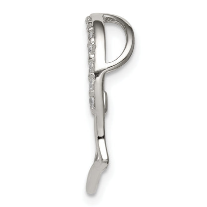 Sterling Silver Rhodium-Plated Cz Heart Pendant