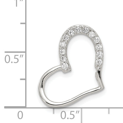 Sterling Silver Rhodium-Plated Cz Heart Pendant