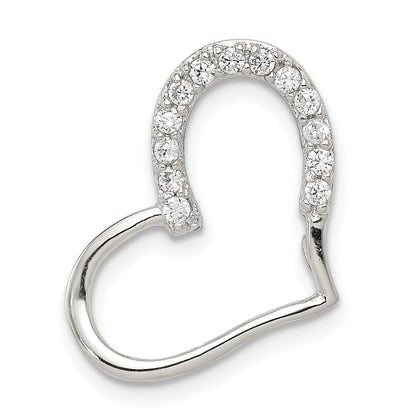 Sterling Silver Rhodium-Plated Cz Heart Pendant