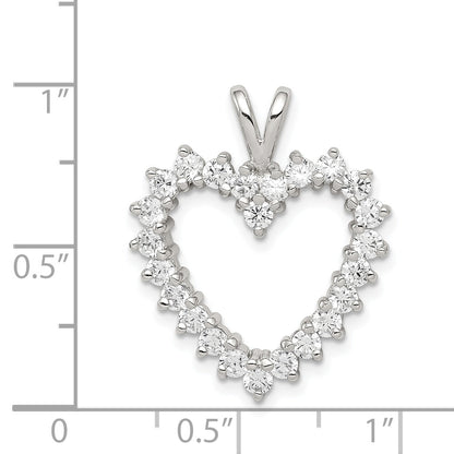 Sterling Silver Rhodium-Plated Cz Heart Pendant