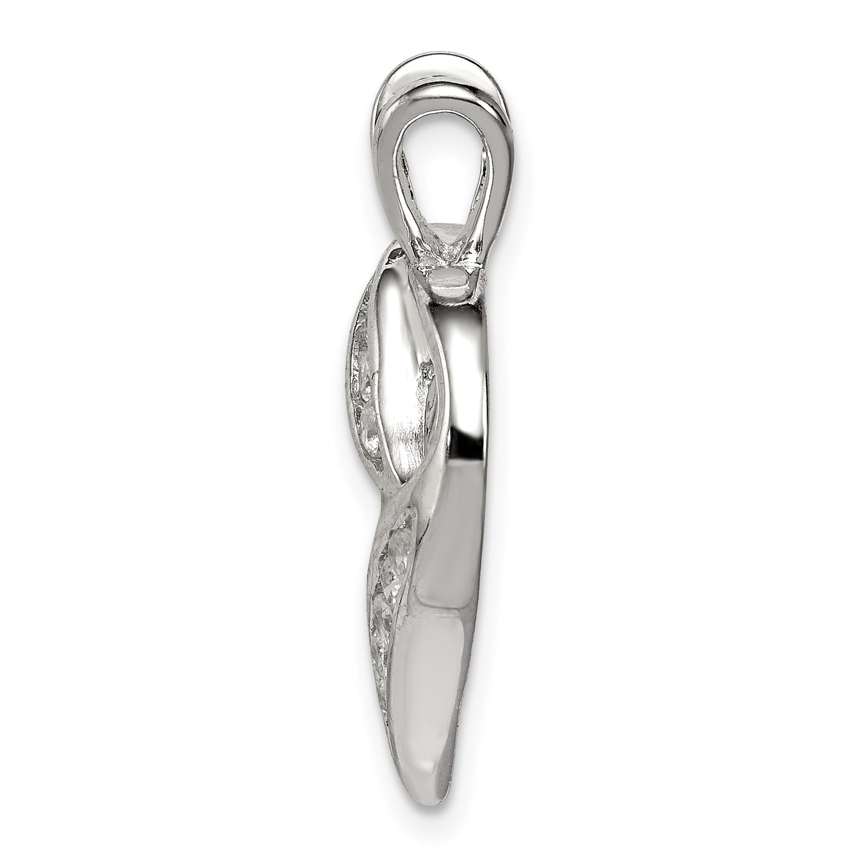 Sterling Silver Rhodium-Plated Cz Heart Pendant