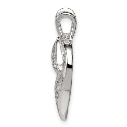 Sterling Silver Rhodium-Plated Cz Heart Pendant