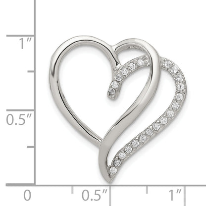 Sterling Silver Rhodium-Plated Cz Heart Pendant