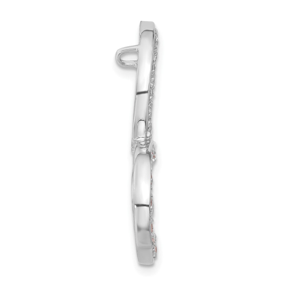 Sterling Silver Pink And Clear Cz Heart Chain Slide