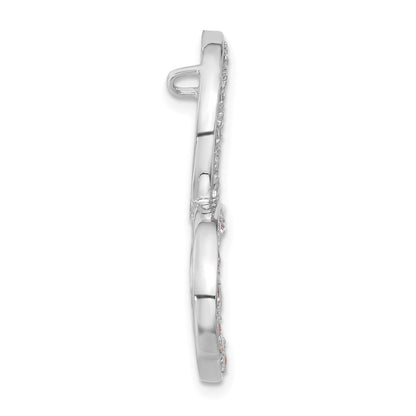 Sterling Silver Pink And Clear Cz Heart Chain Slide