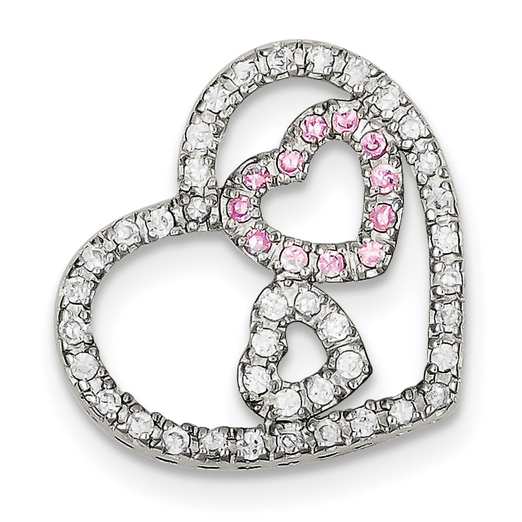 Sterling Silver Cz Heart Pendant