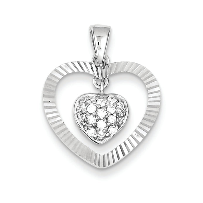 Sterling Silver Cz Heart Pendant