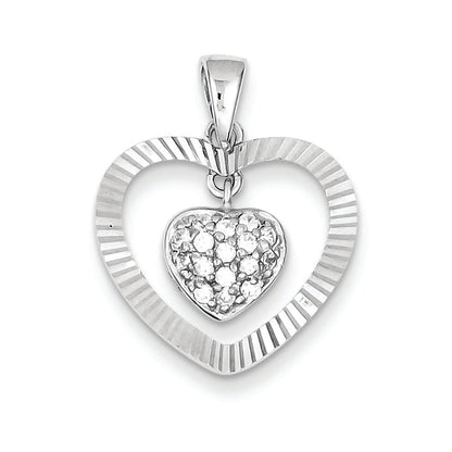 Sterling Silver Cz Heart Pendant