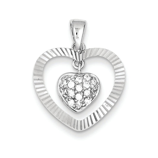 Sterling Silver Cz Heart Pendant