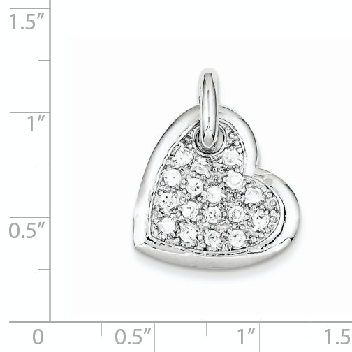 Sterling Silver Cz Heart Pendant