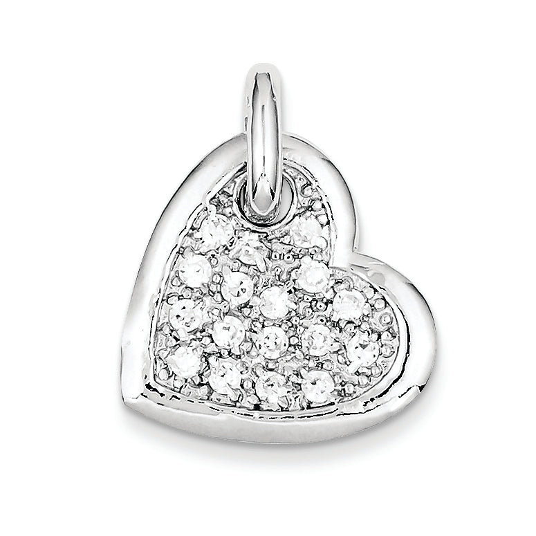 Sterling Silver Cz Heart Pendant