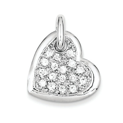 Sterling Silver Cz Heart Pendant