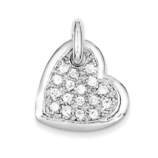 Sterling Silver Cz Heart Pendant