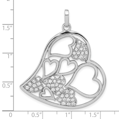 Sterling Silver Cz Heart Pendant