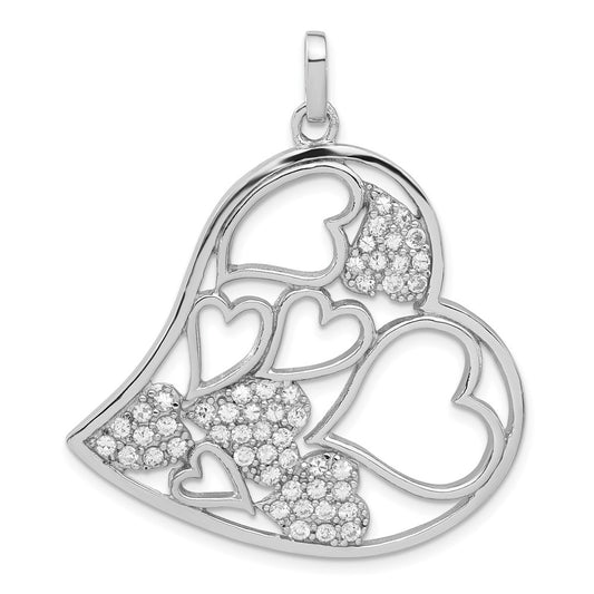 Sterling Silver Cz Heart Pendant