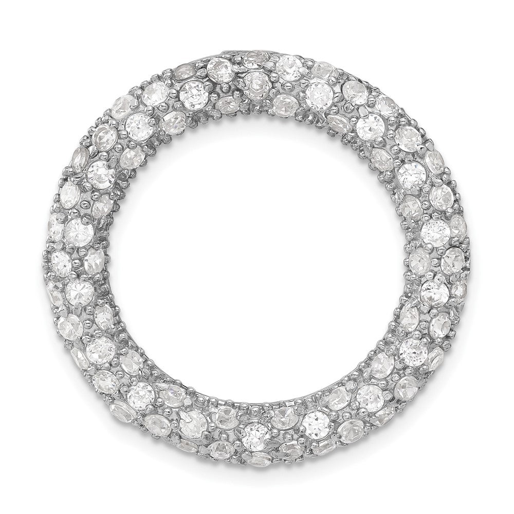Sterling Silver Cz Circle Chain Slide Pendant