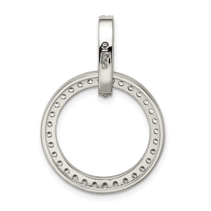 Sterling Silver Rhodium-Plated Cz Circle Pendant