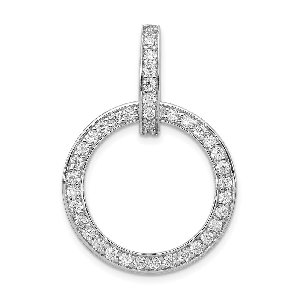 Sterling Silver Rhodium-Plated Cz Circle Pendant