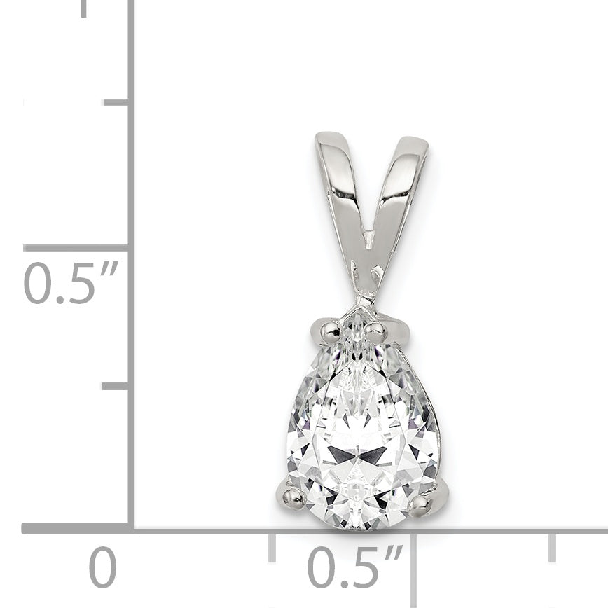 Sterling Silver Pear Cz Pendant