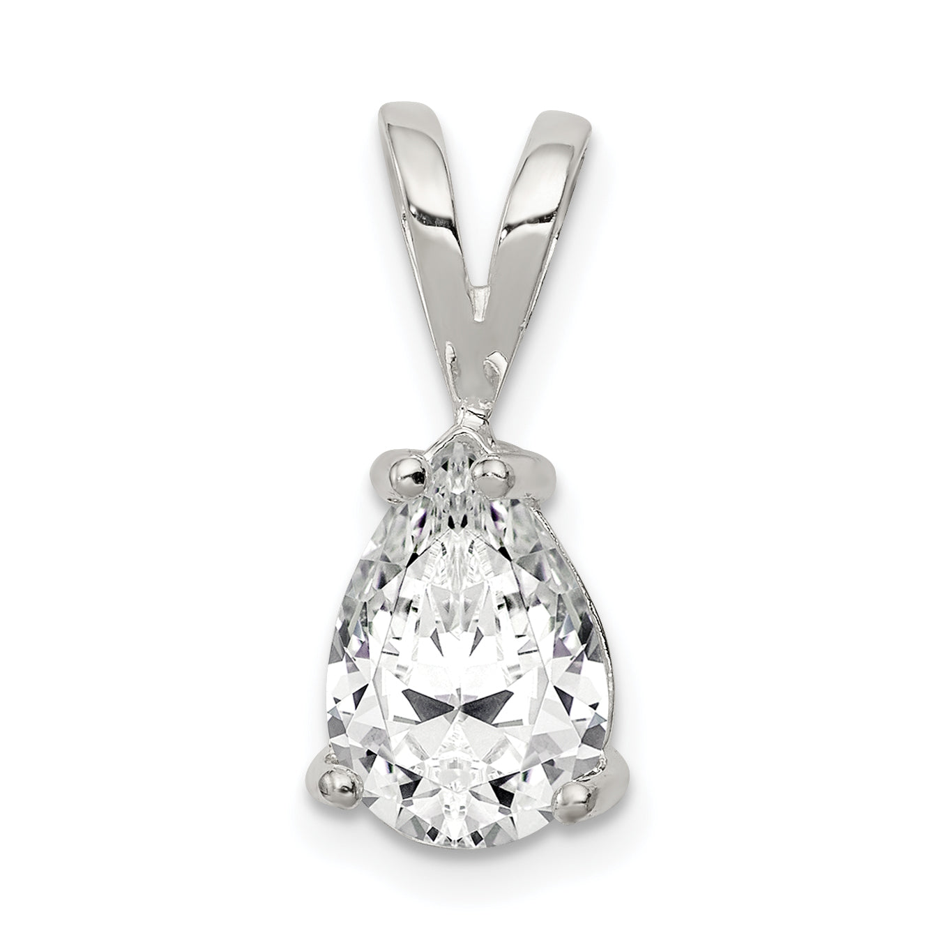 Sterling Silver Pear Cz Pendant