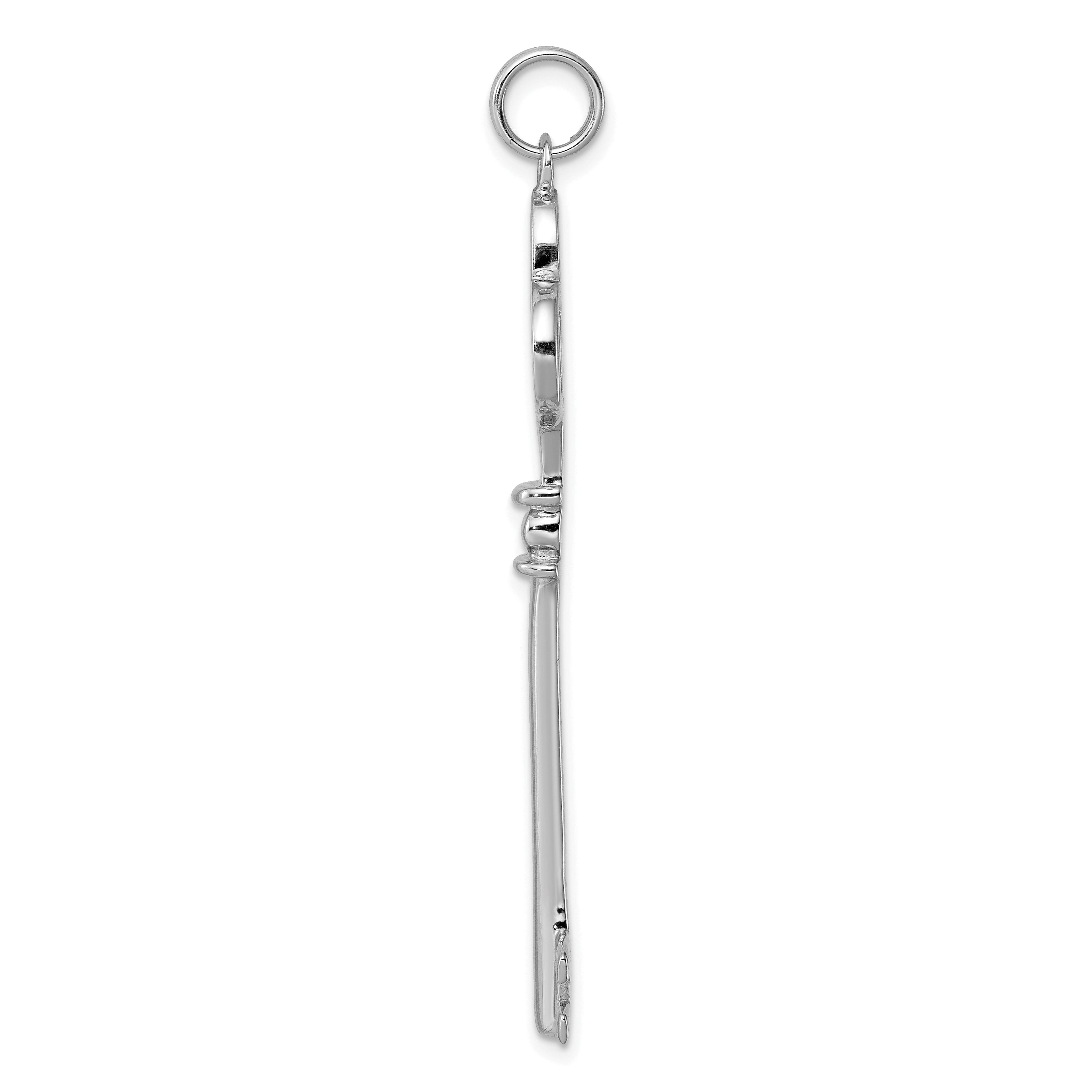 Sterling Silver Rhodium-Plated Key Pendant